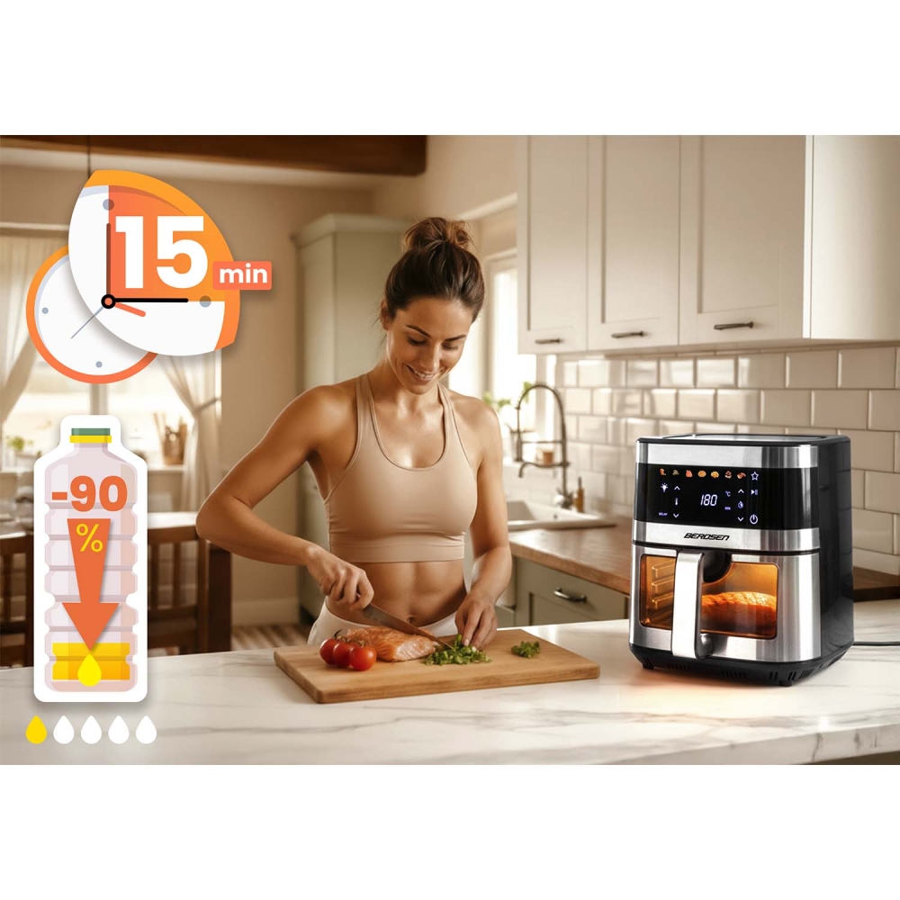 Karšto oro gruzdintuvė 9,1 l Berdsen 1700 W BD-656 sidabro sp.