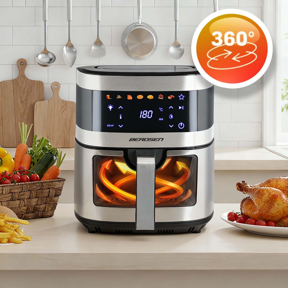Karšto oro gruzdintuvė 9,1 l Berdsen 1700 W BD-656 sidabro sp.