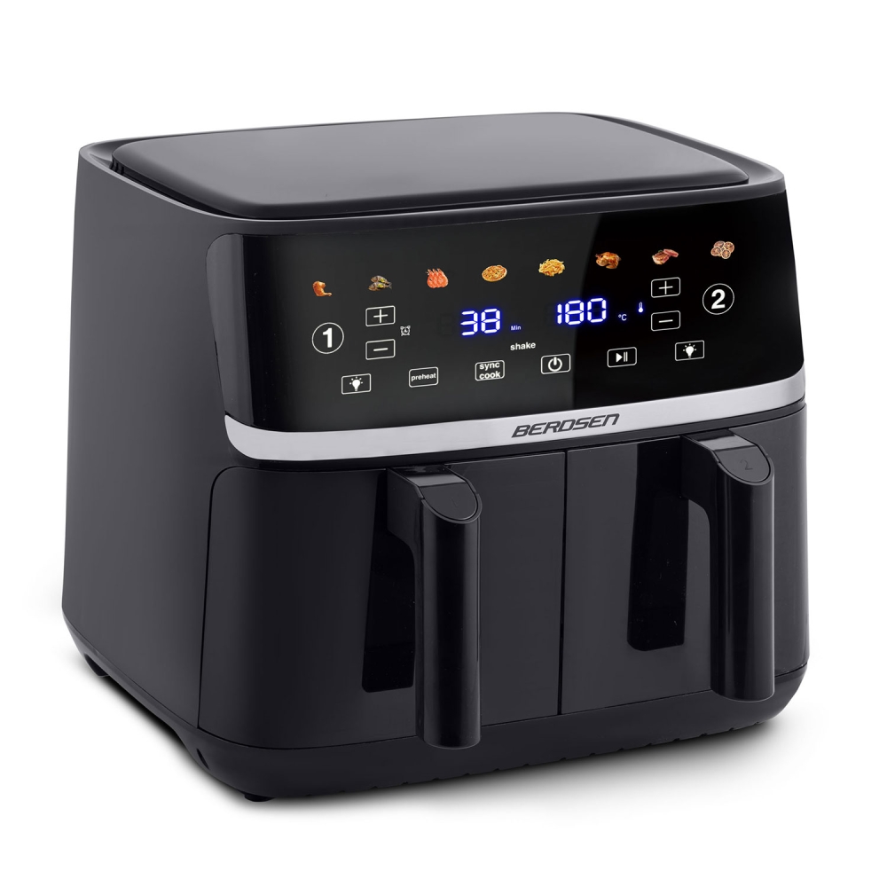 Karšto oro gruzdintuvė 10,2 l XL dviejų kamerų Berdsen 1700W BD-657 juoda-Namai, laisvalaikis, turizmas, Virtuvei-e-vaikas