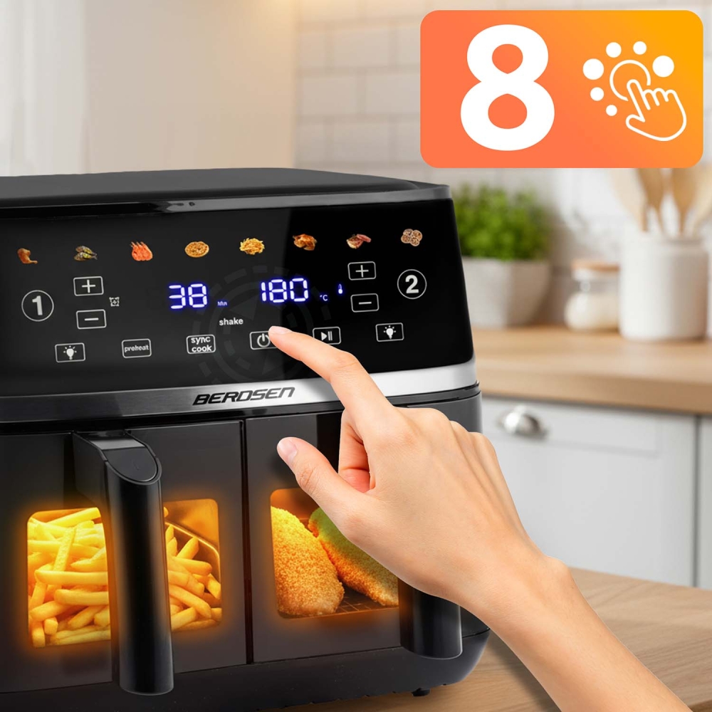 Karšto oro gruzdintuvė 10,2 l XL dviejų kamerų Berdsen 1700W BD-657 juoda-Namai, laisvalaikis, turizmas, Virtuvei-e-vaikas