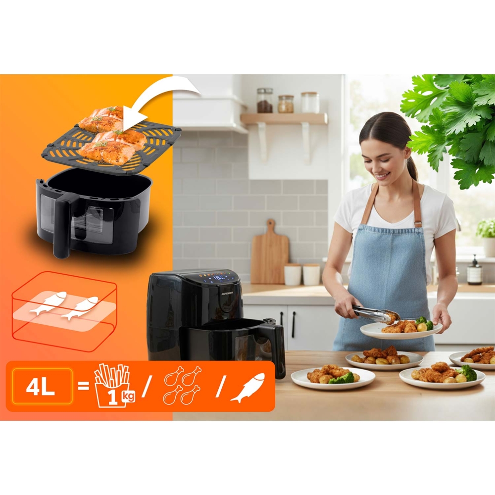 Karšto oro gruzdintuvė 4l Berdsen 1500W BD-658 juoda-Namai, laisvalaikis, turizmas, Virtuvei-e-vaikas