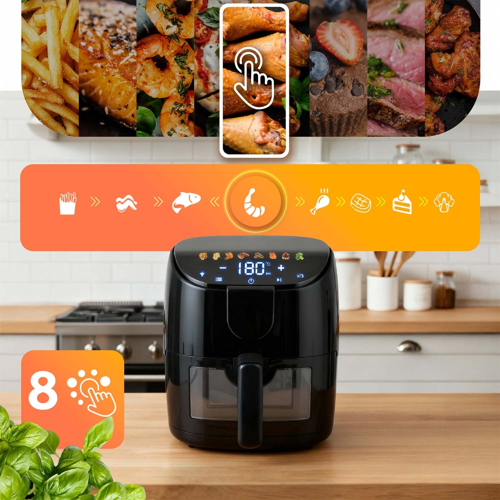Karšto oro gruzdintuvė 4l Berdsen 1500W BD-658 juoda-Namai, laisvalaikis, turizmas, Virtuvei-e-vaikas