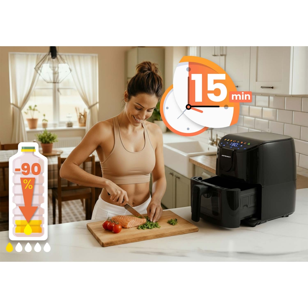 Karšto oro gruzdintuvė 4l Berdsen 1500W BD-658 juoda-Namai, laisvalaikis, turizmas, Virtuvei-e-vaikas