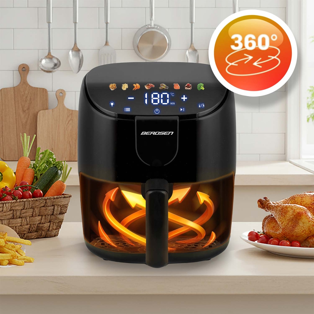 Karšto oro gruzdintuvė 4l Berdsen 1500W BD-658 juoda-Namai, laisvalaikis, turizmas, Virtuvei-e-vaikas