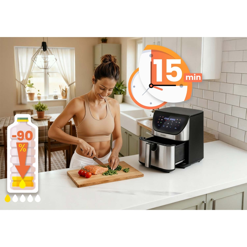 Karšto oro gruzdintuvė 8l Berdsen 1700W BD-659 sidabro sp.