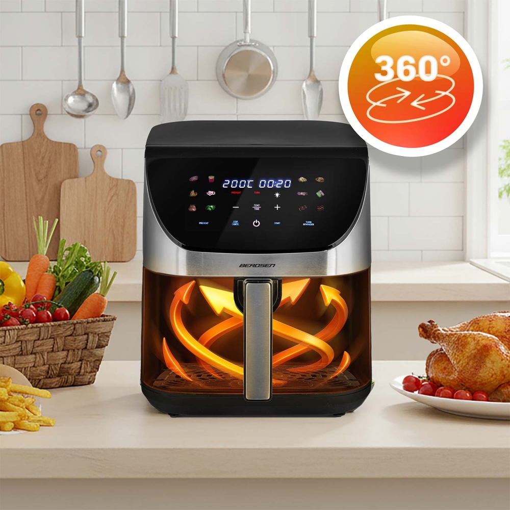 Karšto oro gruzdintuvė 8l Berdsen 1700W BD-659 sidabro sp.