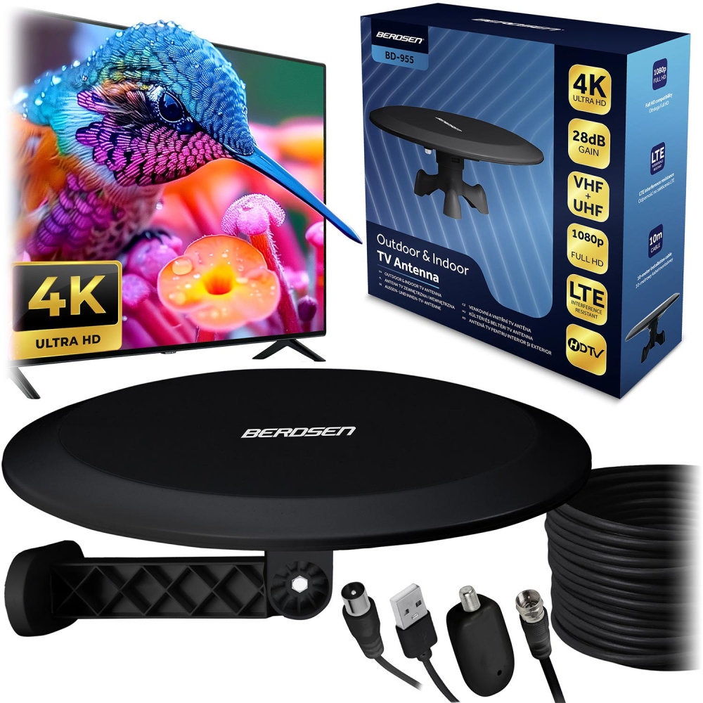 Vidaus lauko Ultra HD 4K TV antena Berdsen BD-955 juoda-Namai, laisvalaikis, turizmas, Namų apyvokos prekės-e-vaikas