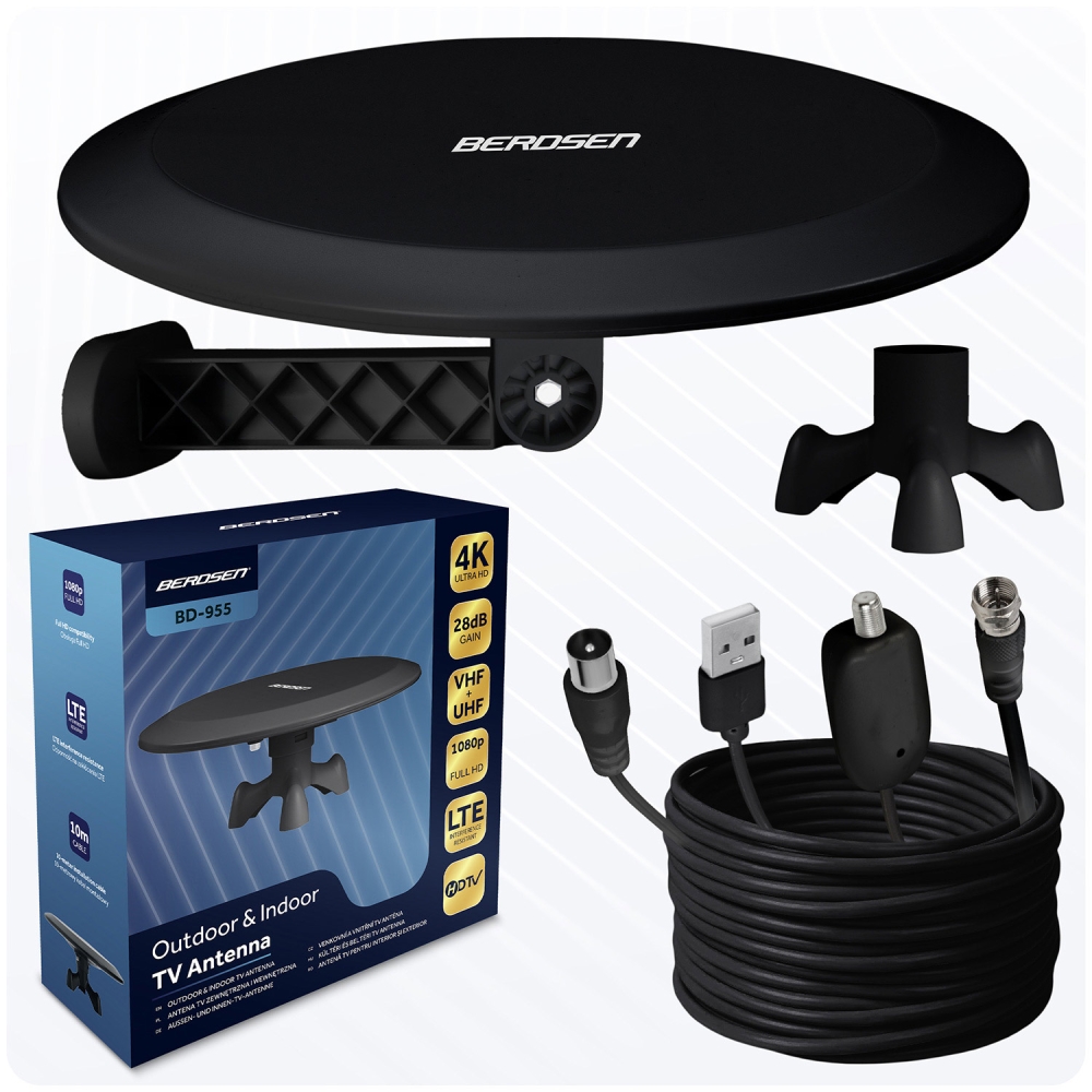 Vidaus lauko Ultra HD 4K TV antena Berdsen BD-955 juoda-Namai, laisvalaikis, turizmas, Namų apyvokos prekės-e-vaikas