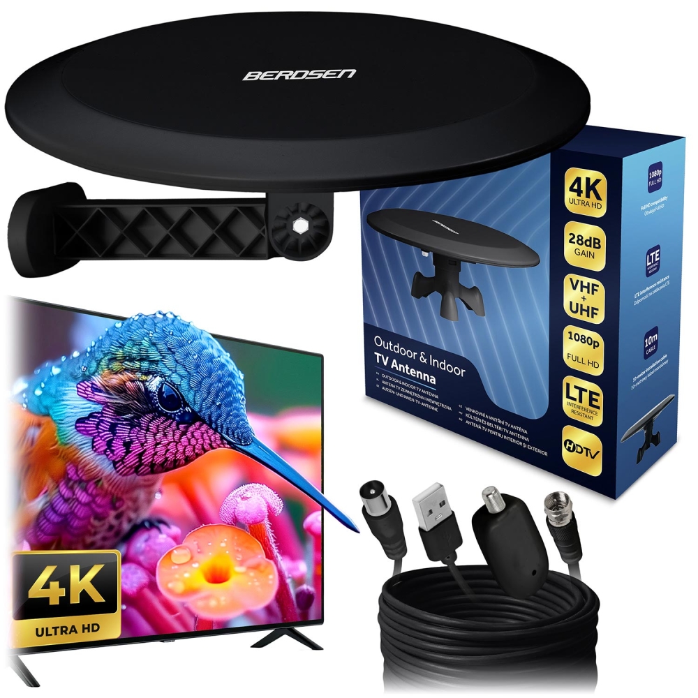 Vidaus lauko Ultra HD 4K TV antena Berdsen BD-955 juoda-Namai, laisvalaikis, turizmas, Namų apyvokos prekės-e-vaikas