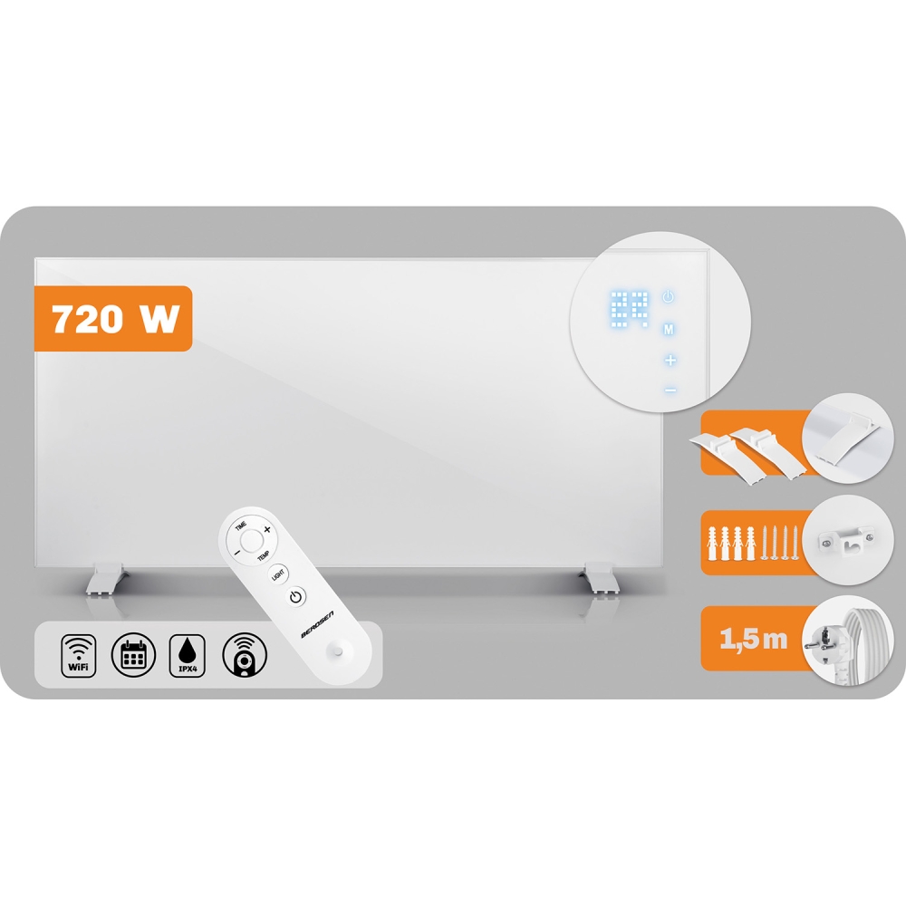 Infraraudonųjų spindulių šildytuvas 720 W Berdsen BD-983 nuotolinio valdymo WiFi programa-Namai, laisvalaikis, turizmas, Namų ap
