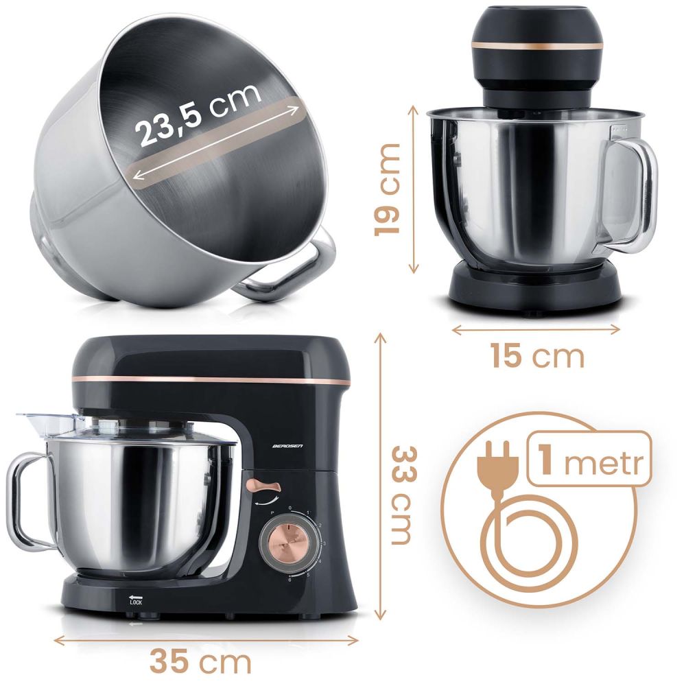 Planetinis virtuvinis kombainas 3in1 maišytuvas 6l Berdsen 1400 W BD-756-Namai, laisvalaikis, turizmas, Virtuvei-e-vaikas