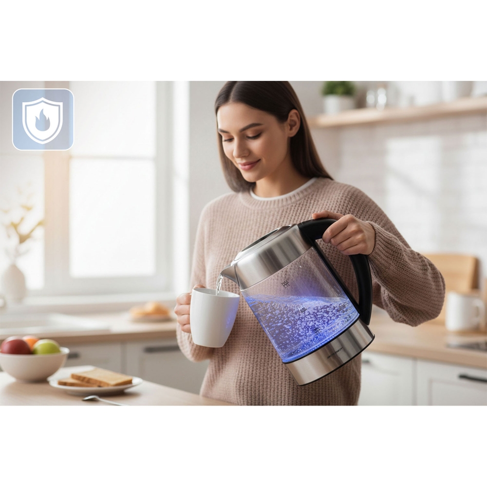 Stiklinis elektrinis virdulys su reguliuojama temperatūra 1,7l 2200W Berdsen BD-714-Namai, laisvalaikis, turizmas, Virtuvei-e-va