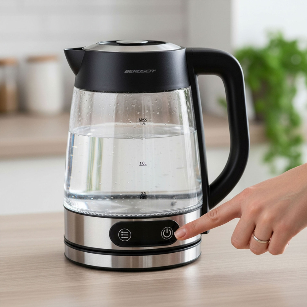 Stiklinis elektrinis virdulys su reguliuojama temperatūra 1,8 l 2200 W Berdsen BD-715-Namai, laisvalaikis, turizmas, Virtuvei-e-
