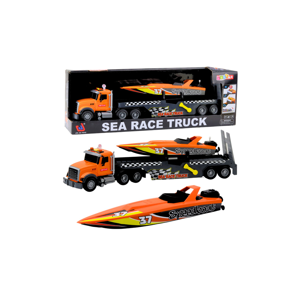 Sunkvežimio rinkinys su Motorine valtimi Šviesos garsai Oranžinė-Žaislai, Auto ir transporto žaislai, Laivai, Mašinos-e-vaikas