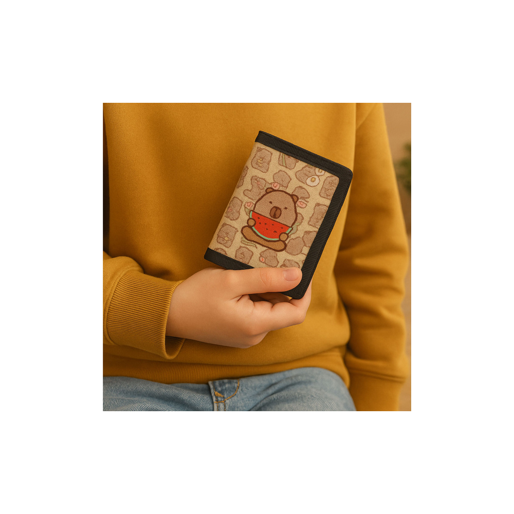Vaikiška piniginė su užtrauktuku Capybara su arbūzu-Drabužiai ir aksesuarai, Aksesuarai, Rankinės, kuprinės, lagaminai-e-vaikas