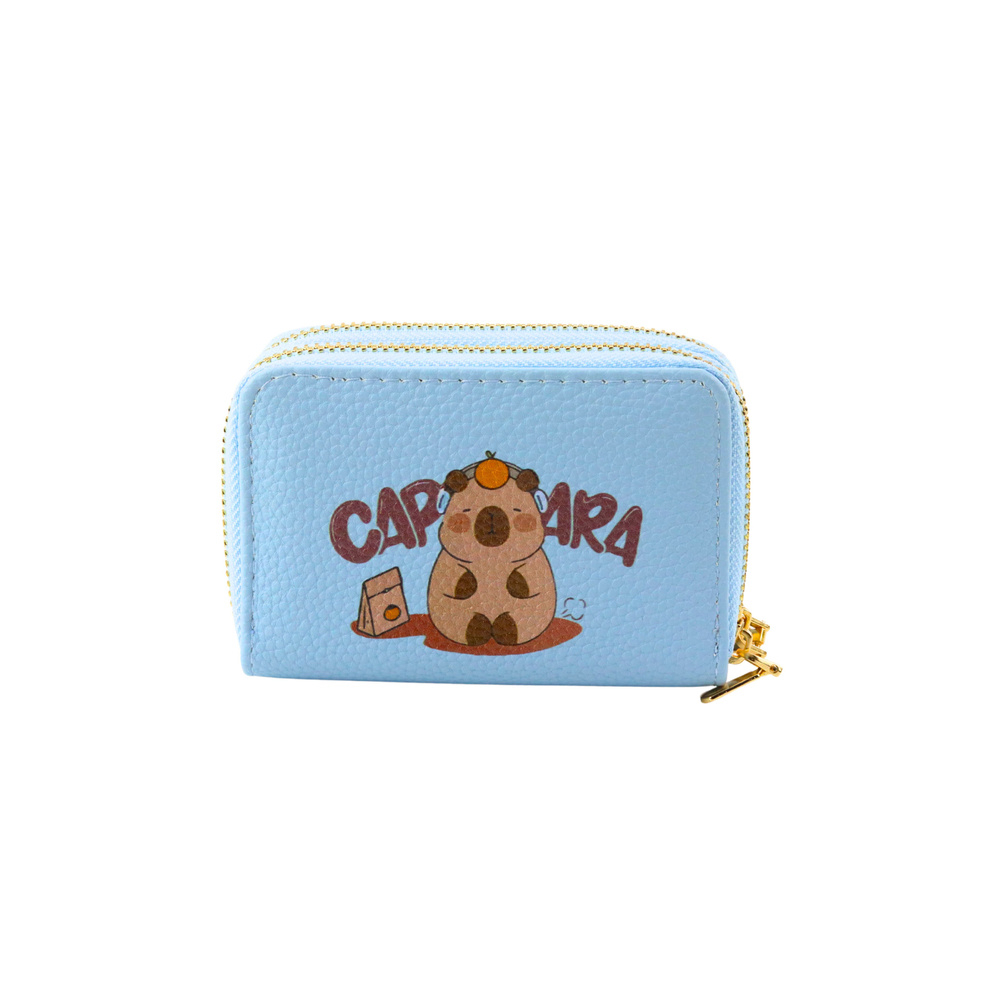 Dviejų skyrių piniginė Capybara 12,5 x 8,5 cm, mėlyna-Drabužiai ir aksesuarai, Aksesuarai, Rankinės, kuprinės, lagaminai-e-vaika