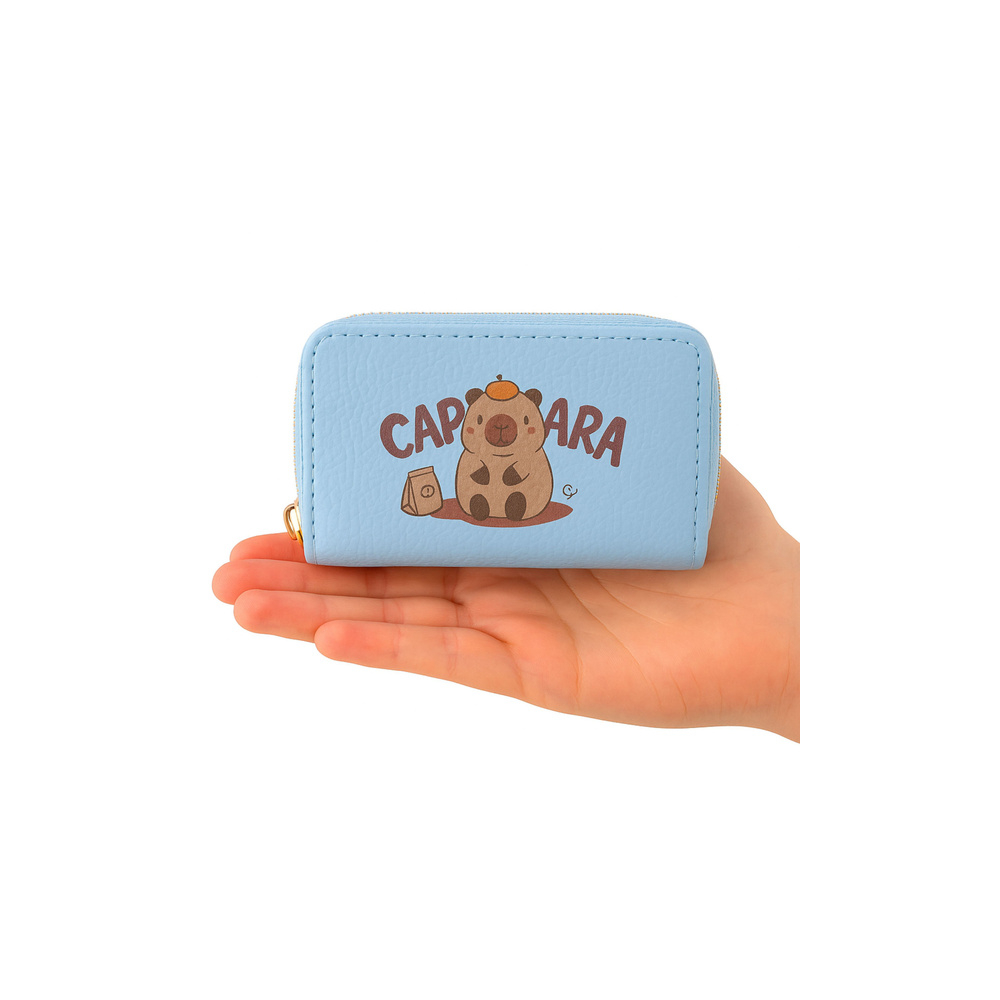 Dviejų skyrių piniginė Capybara 12,5 x 8,5 cm, mėlyna-Drabužiai ir aksesuarai, Aksesuarai, Rankinės, kuprinės, lagaminai-e-vaika