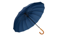Automatinis ilgas skėtis 24 briaunų medinė rankena 115 cm, tamsiai mėlynas-Drabužiai ir aksesuarai, Skėčiai-e-vaikas