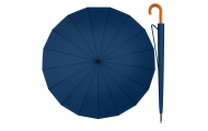 Automatinis ilgas skėtis 24 briaunų medinė rankena 115 cm, tamsiai mėlynas-Drabužiai ir aksesuarai, Skėčiai-e-vaikas