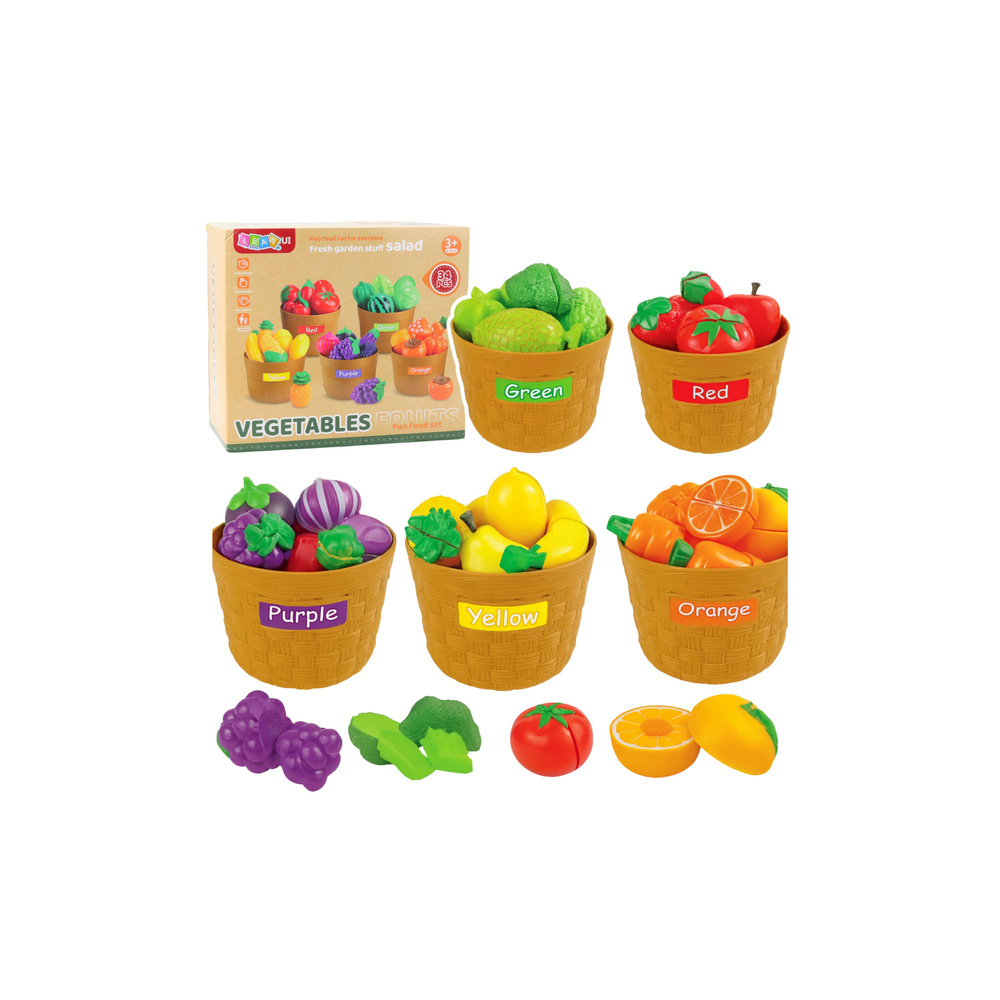 Mokomasis daržovių ir vaisių rūšiavimo rinkinys, skirtas pjaustyti 34 el.