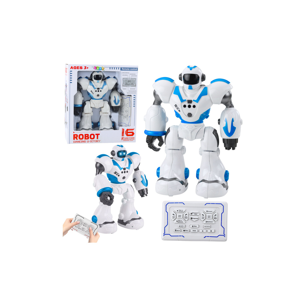 Interaktyvus nuotoliniu būdu valdomas robotas RC 16 funkcijų Šviesos garsai Mėlyna-Žaislai, Robotai-e-vaikas