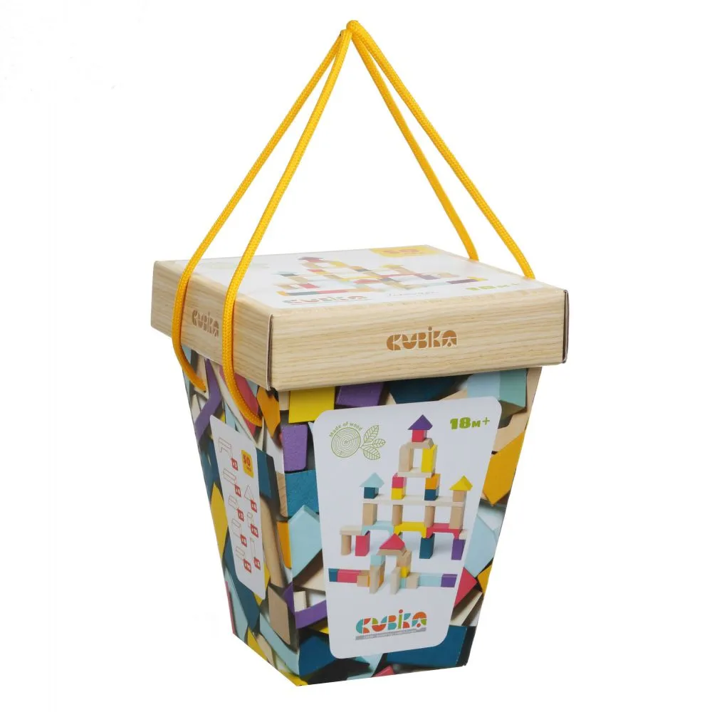 Medinės kaladėlės EKO Didelis miestas Cubika 100 vnt-Žaislai, Lavinamieji žaislai, Kaladėlės-e-vaikas