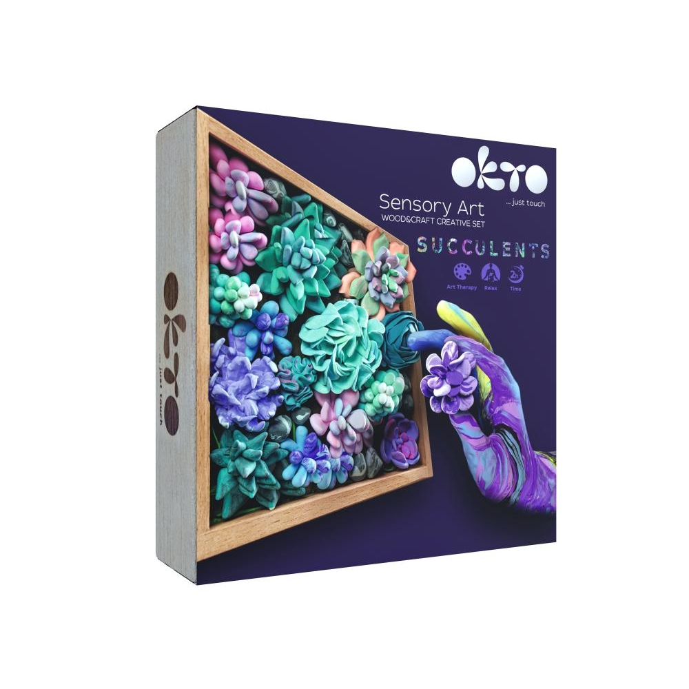 Kūrybinis Modelino rinkinys - 3D tapyba Wood&ampampCraft Succulents Tenderness (21x21cm)-Žaislai, Kūrybiniai žaislai, Lipdymas-e