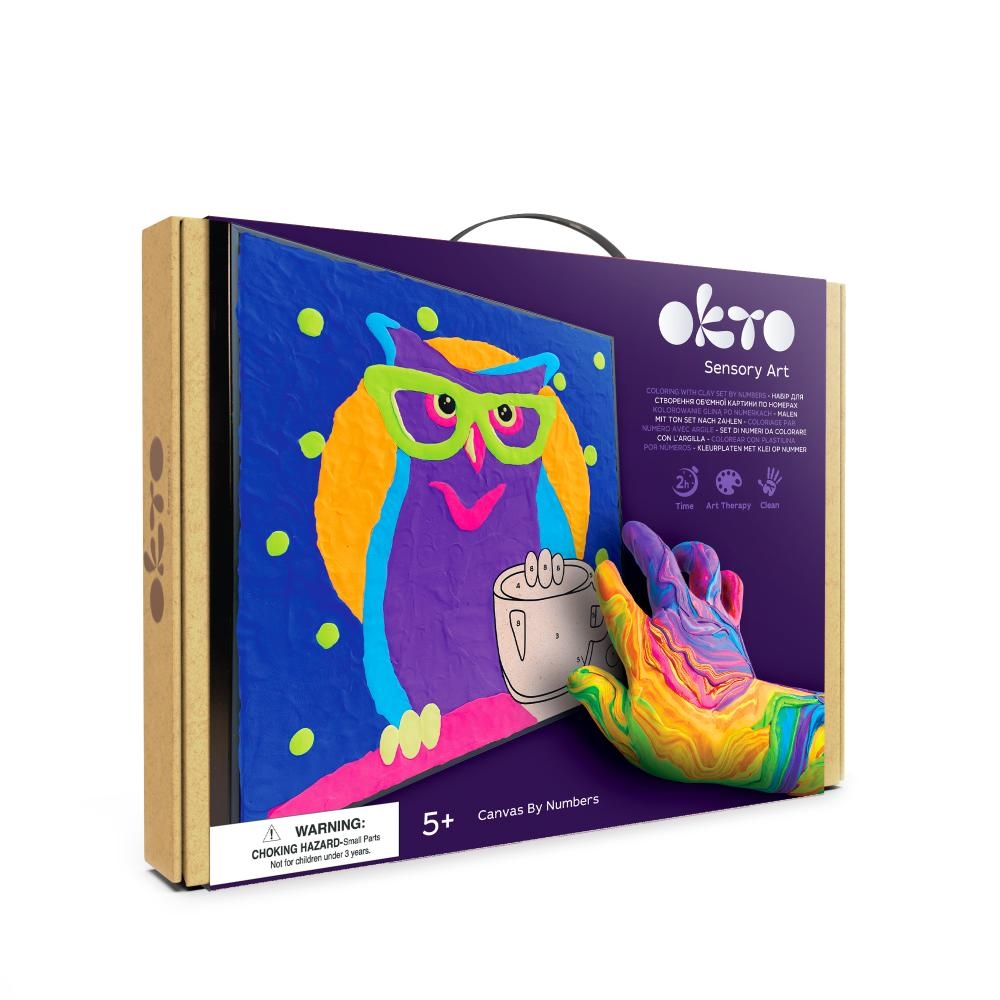 Kūrybinis Modelino rinkinys - 3D tapyba Pelėda (30x30 cm)-Žaislai, Kūrybiniai žaislai, Lipdymas-e-vaikas