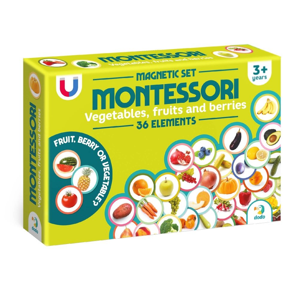 Edukacinis magnetinis žaidimas - dėlionė Montessori Magnetinis rinkinys Daržovės, vaisiai, uogos-Žaislai, Dėlionės, Magnetinės d