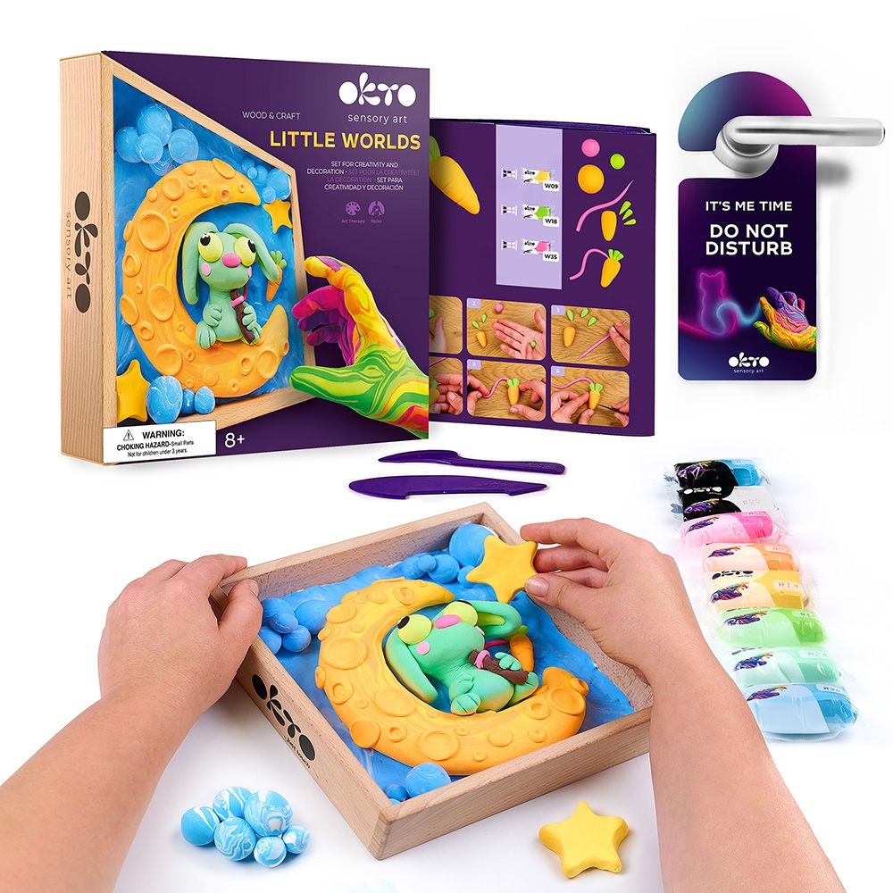 Kūrybinis rinkinys Air clay Modelino rinkinys Little Worlds Bunny Moon-Žaislai, Kūrybiniai žaislai, Lipdymas-e-vaikas