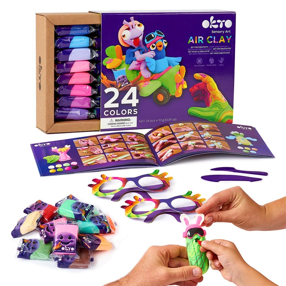 Kūrybinis rinkinys Air clay Modelino rinkinys - 24 spalvų rinkinys-Žaislai, Kūrybiniai žaislai, Lipdymas-e-vaikas