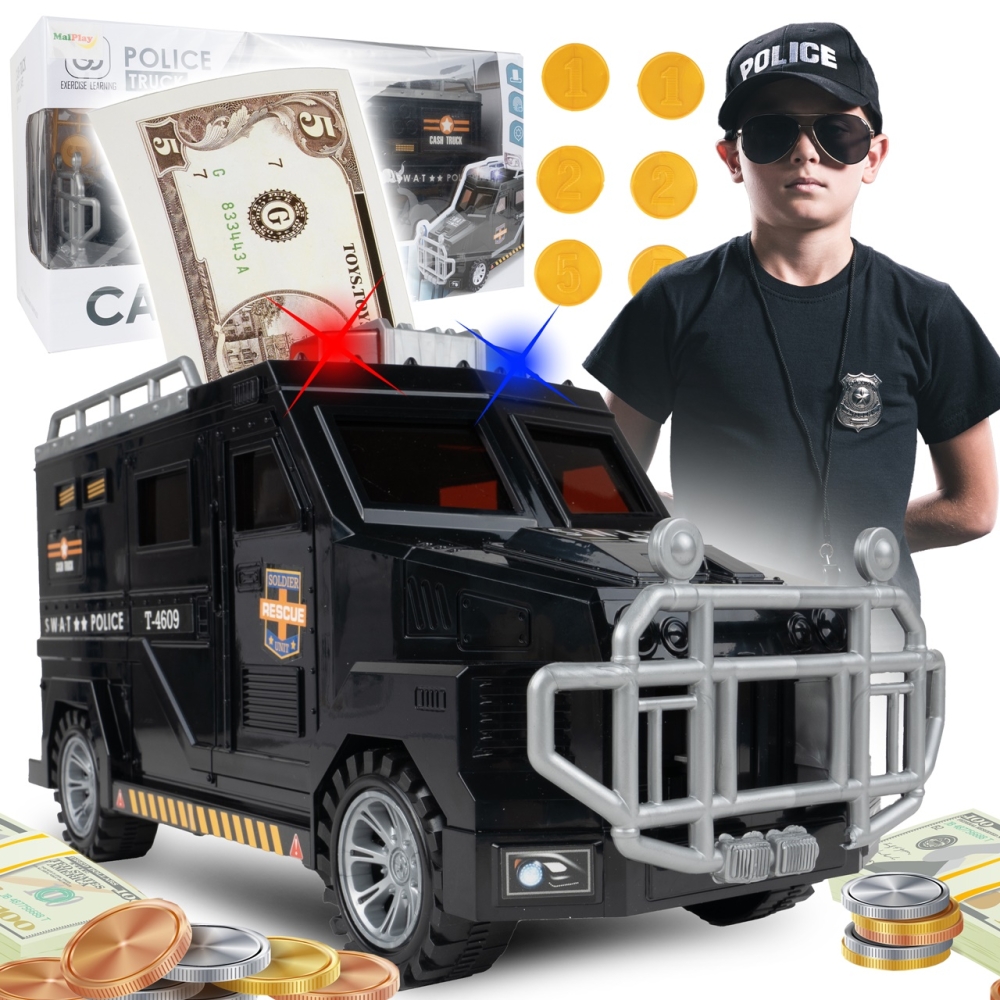 Taupyklė Seifas automobilis policija SWAT-Dovanoms, Taupyklės-e-vaikas