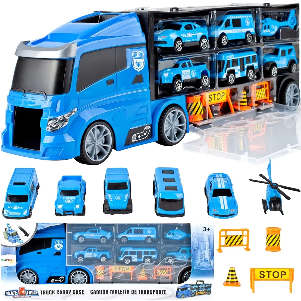 Policijos sunkvežimis su automobiliais-Žaislai, Auto ir transporto žaislai, Mašinos-e-vaikas