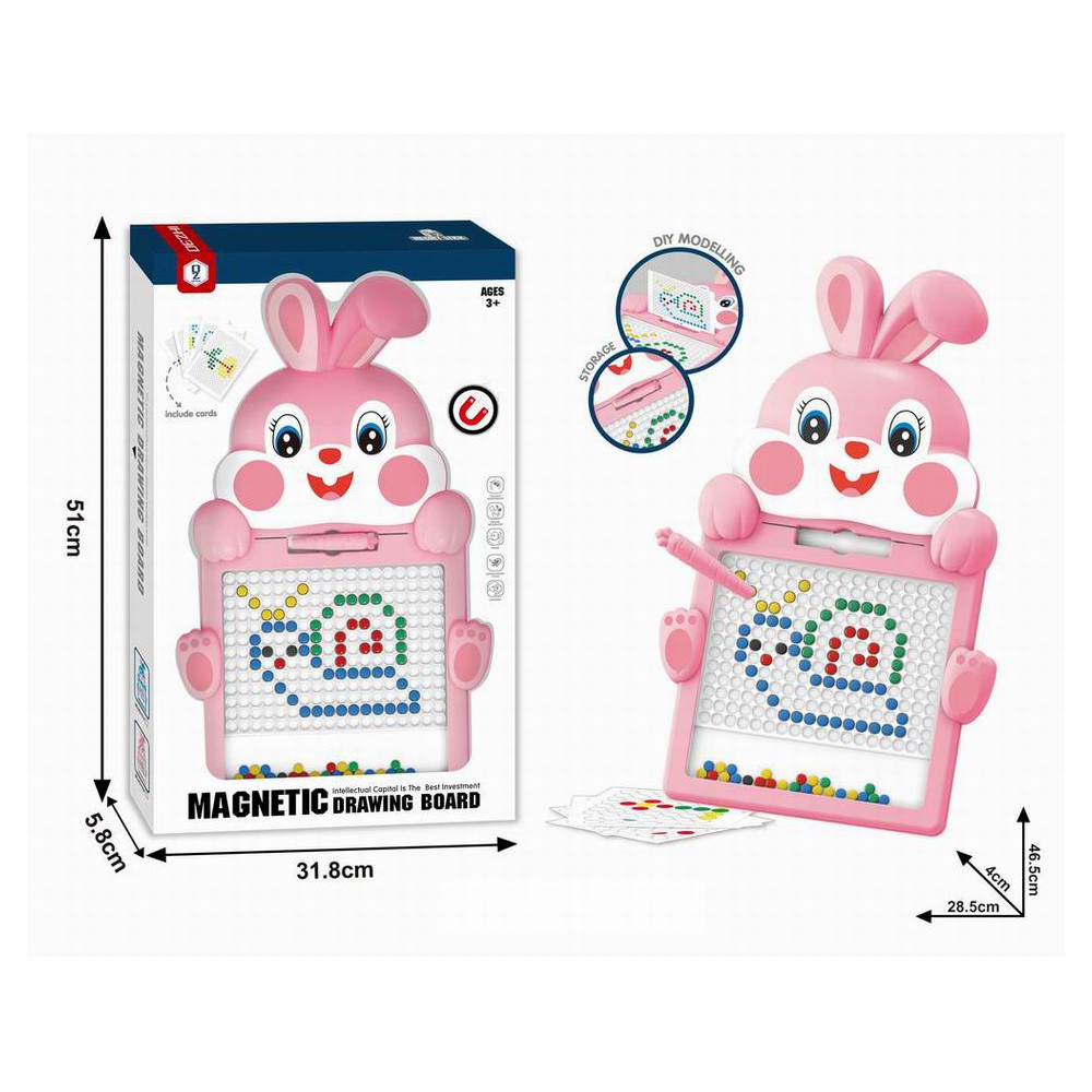 Magnetinė lenta zuikis 46,5 cm rožinės spalvos-Žaislai, Dėlionės, Magnetinės dėlionės-e-vaikas