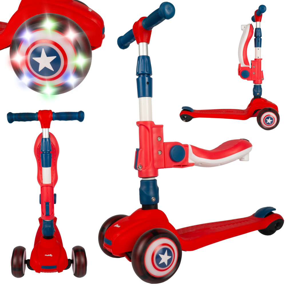 Paspirtukas su sėdyne Raudonai mėlynos sp.