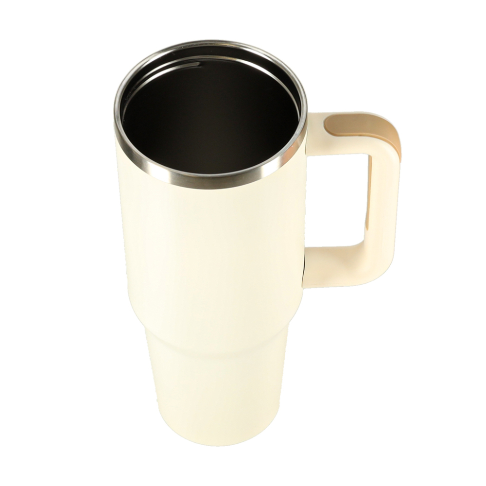 Termo puodelis su šiaudeliu ir rankenėle 1200ml kreminė sp.-Maitinimui, Indai, įrankiai, gertuvės, Puodeliai, gertuvės, Termo in