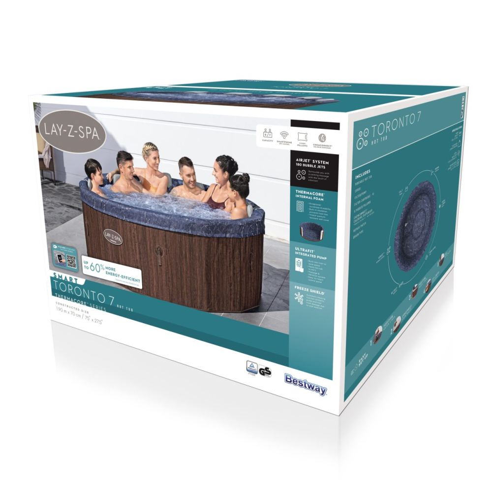 Sūkurinė vonia Lay-Z-Spa Toronto SMART Air Jet Jacuzzi BESTWAY-Baseinai, Sūkurinės vonios-e-vaikas
