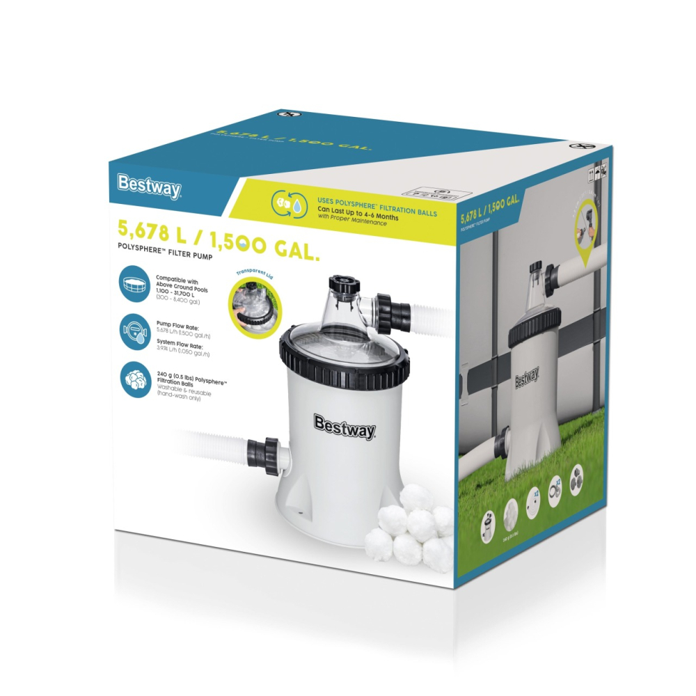 Siurblys Polysphere FlowClear 1500gal filtro kasetės BESTWAY-Baseinai, Baseinų priedai-e-vaikas
