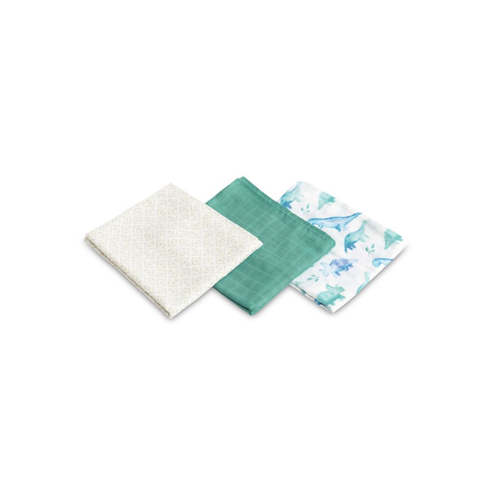 PIELUCHA BAMBUSOWA 3-pak DINO GREEN 70X80