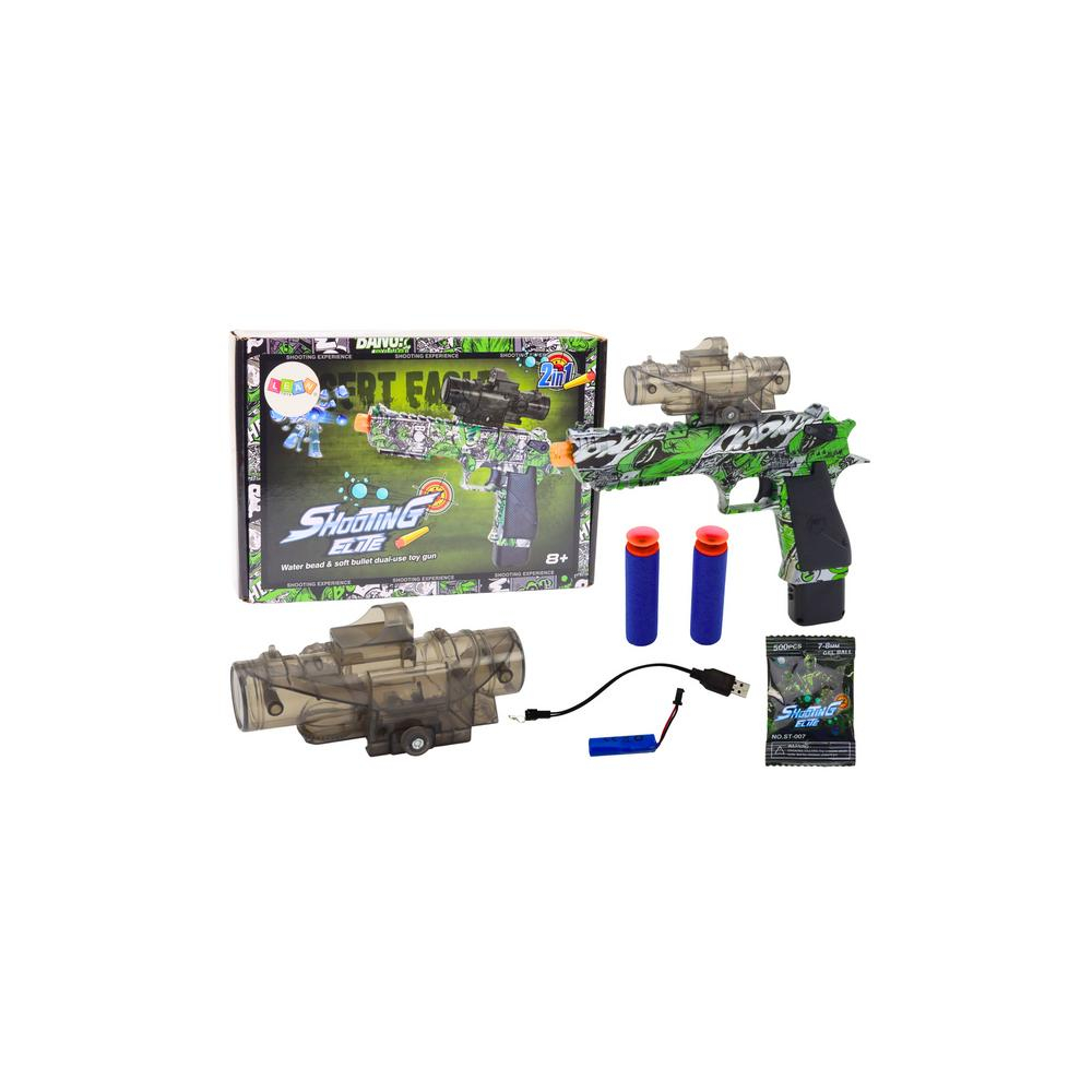 Elektrinis vandens kulkosvaidis strėlės 2in1 žalias-Žaislai, Lauko žaislai, Vandens ir smėlio žaislai, Vandens šautuvai-e-vaikas