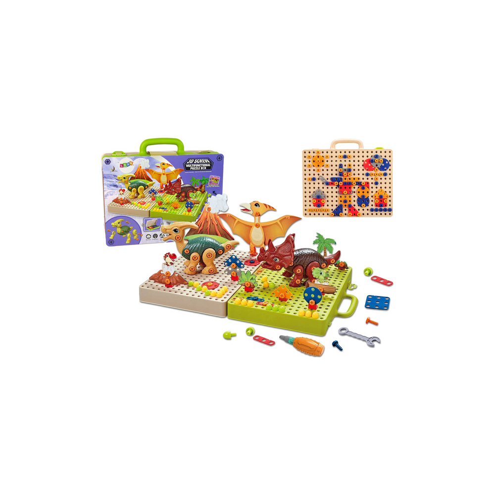 Konstruktorius dinozaurų lentos rinkinys su atsuktuvu-Žaislai, Konstruktoriai, Įvairūs konstruktoriai-e-vaikas