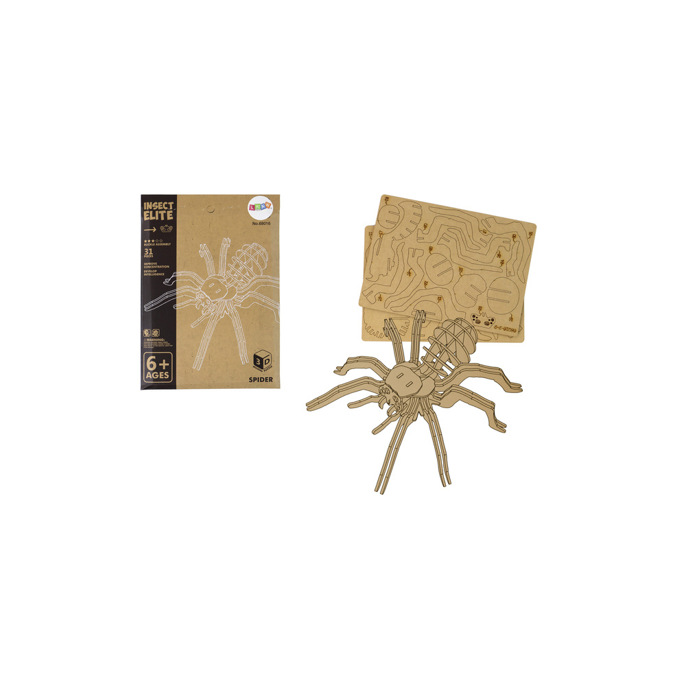 3D erdvinė medinė dėlionė Voras 31el.-Žaislai, Dėlionės, 3D - tūrinės dėlionės-e-vaikas