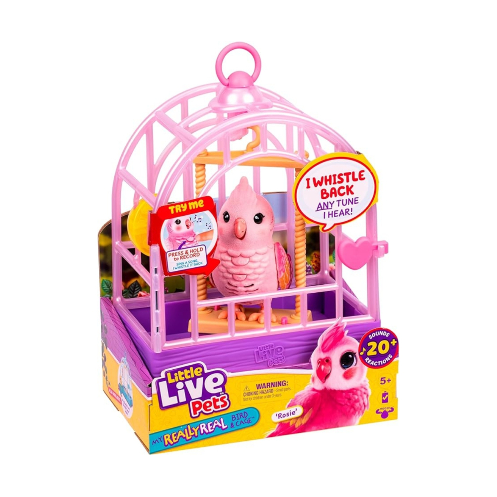 Moose Little Live Pets 26692 Mówiący Ptaszek z Klatką