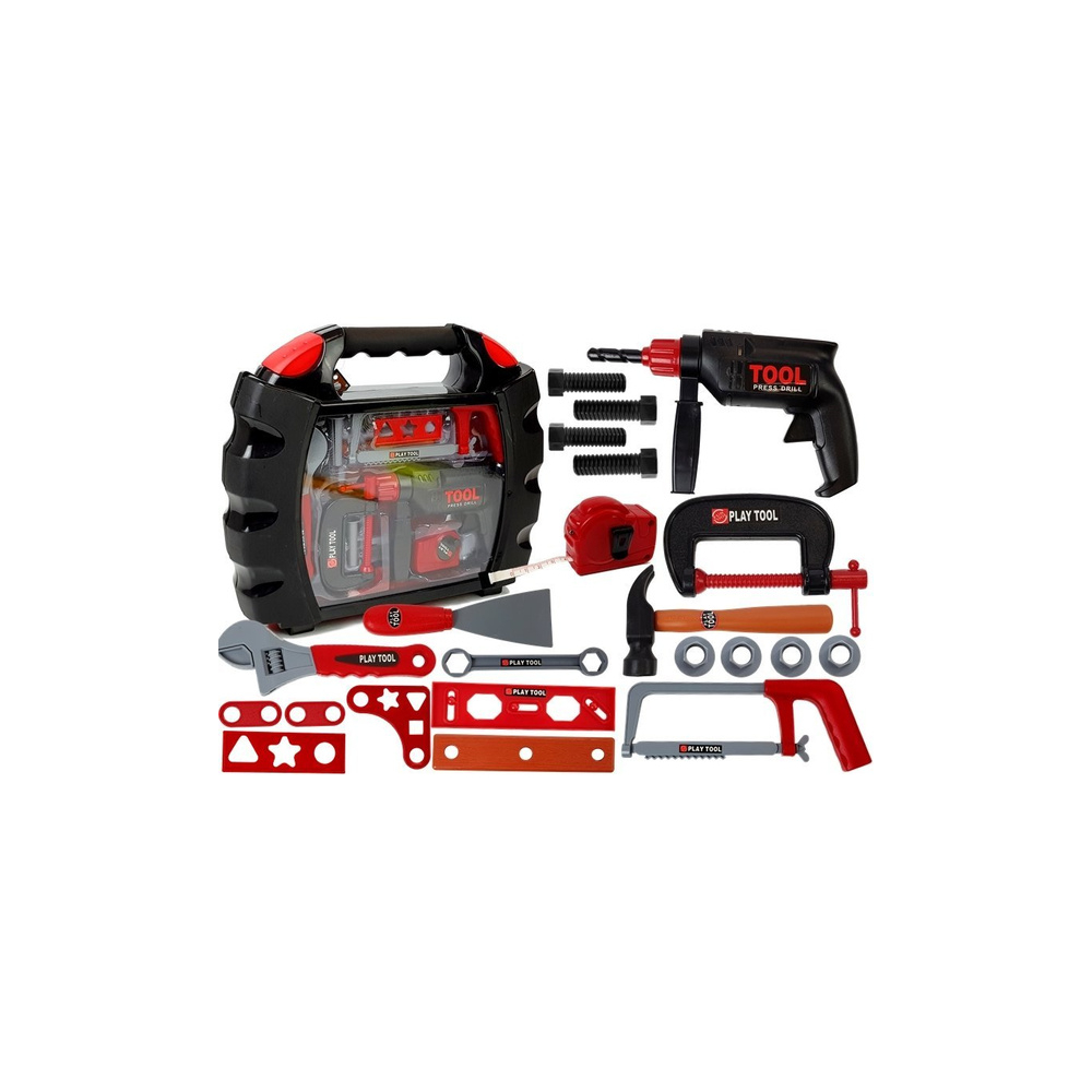 Įrankių rinkinys juodame dėkle-Žaislai, Profesijos, buities žaislai, Meistro žaislai-e-vaikas