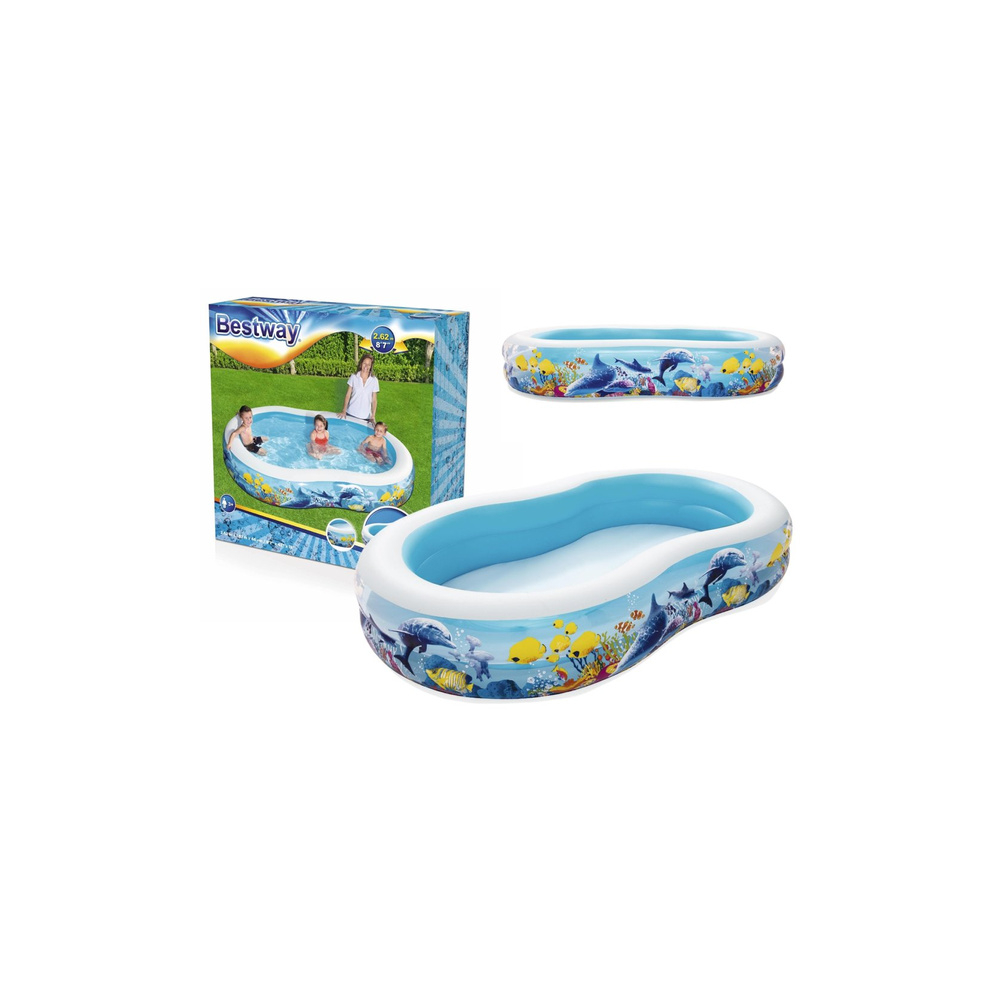 Pripučiamas baseinas "Ocean" 262 x 157 x 46 cm "Bestway" 54118-Žaislai, Lauko žaislai, Baseinai, Pripučiami baseinai-e-vaikas