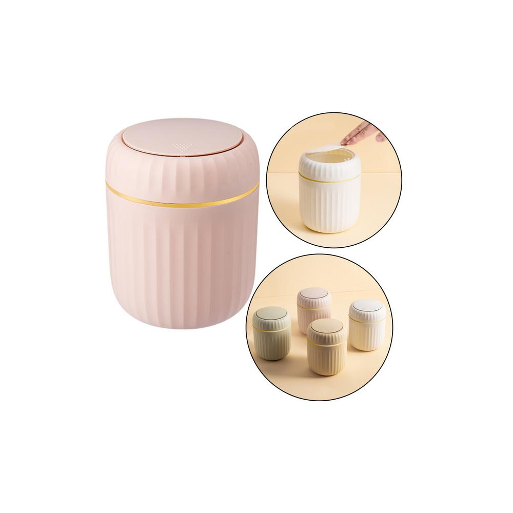 Mini elegantiška šiukšliadėžė su atidaromu dangčiu, rožinė-Mokyklai, kūrybai, Kanceliarija-e-vaikas