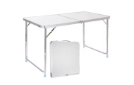 Stół Turystyczny Kempingowy Składany Regulowany Aluminiowy Biały 120x60cm