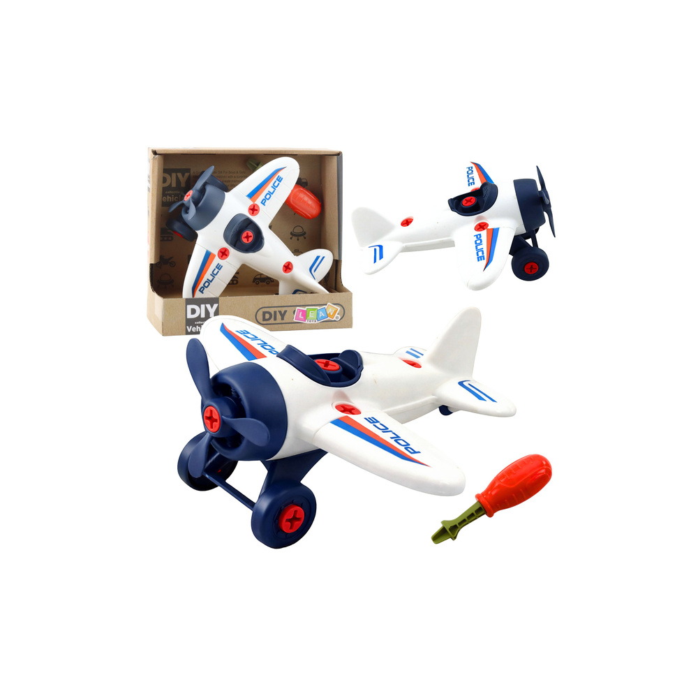 Žaislinis Policijos lėktuvas su atsuktuvu-Žaislai, Auto ir transporto žaislai, Lėktuvai-e-vaikas