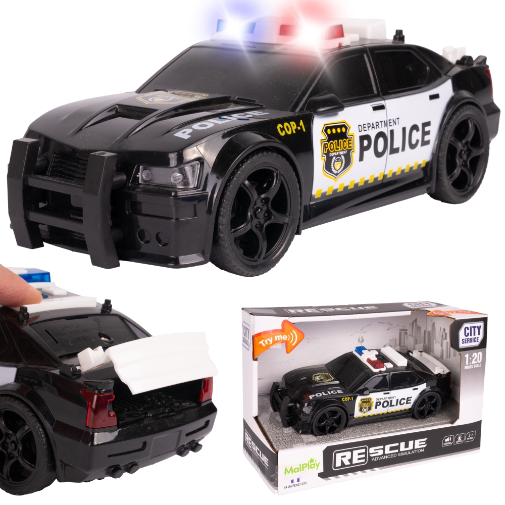Policijos automobilis 1:20 šviesos garsas juodas-Žaislai, Auto ir transporto žaislai, Mašinos-e-vaikas