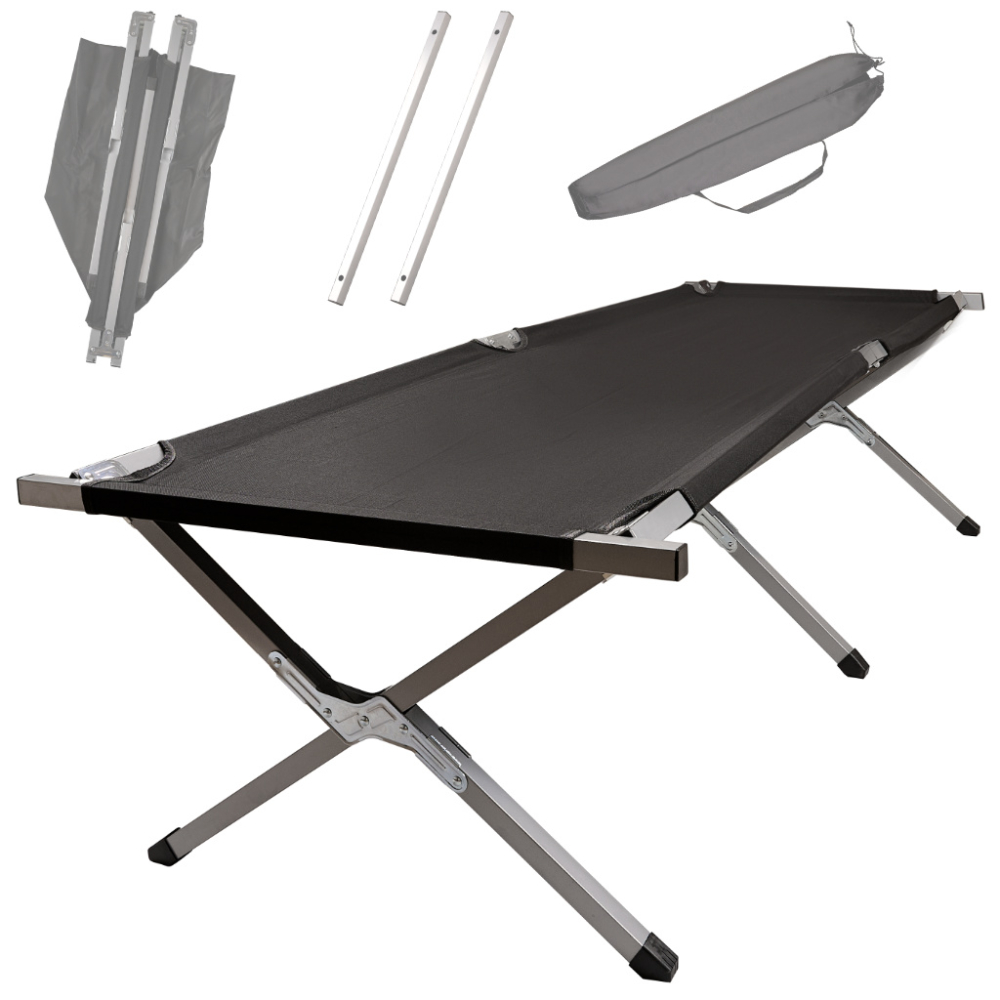 Sulankstoma turistinė lova canada black 150kg